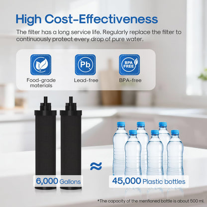 ICEPURE 2.25G Gravity-fed Water Filter System with Sight Glass Spigot, 304 Stainless Steel Countertop System, 2 Black Carbon Filters and Stand, Reduce 99% Chlorine, Lead for Home, Camping, Emergencies