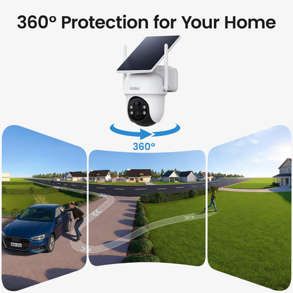 aosu Security Cameras Outdoor Wireless, 4 Cam-Kit, No Subscription Required, Solar-Powered, Home Security Cameras System with 360° Pan & Tilt, Auto Tracking, 2K Color Night Vision, Easy Setup