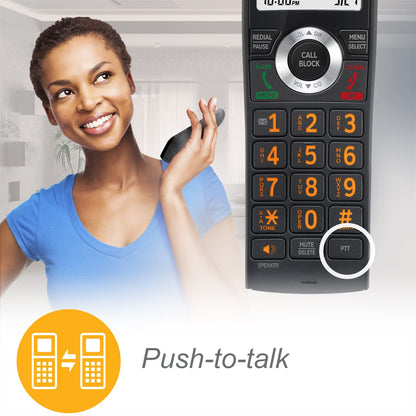 AT&T CL82219 DECT 6.0 2-Handset Cordless Phone for Home with Answering Machine, Call Blocking, Caller ID Announcer, Intercom and Long Range, Black