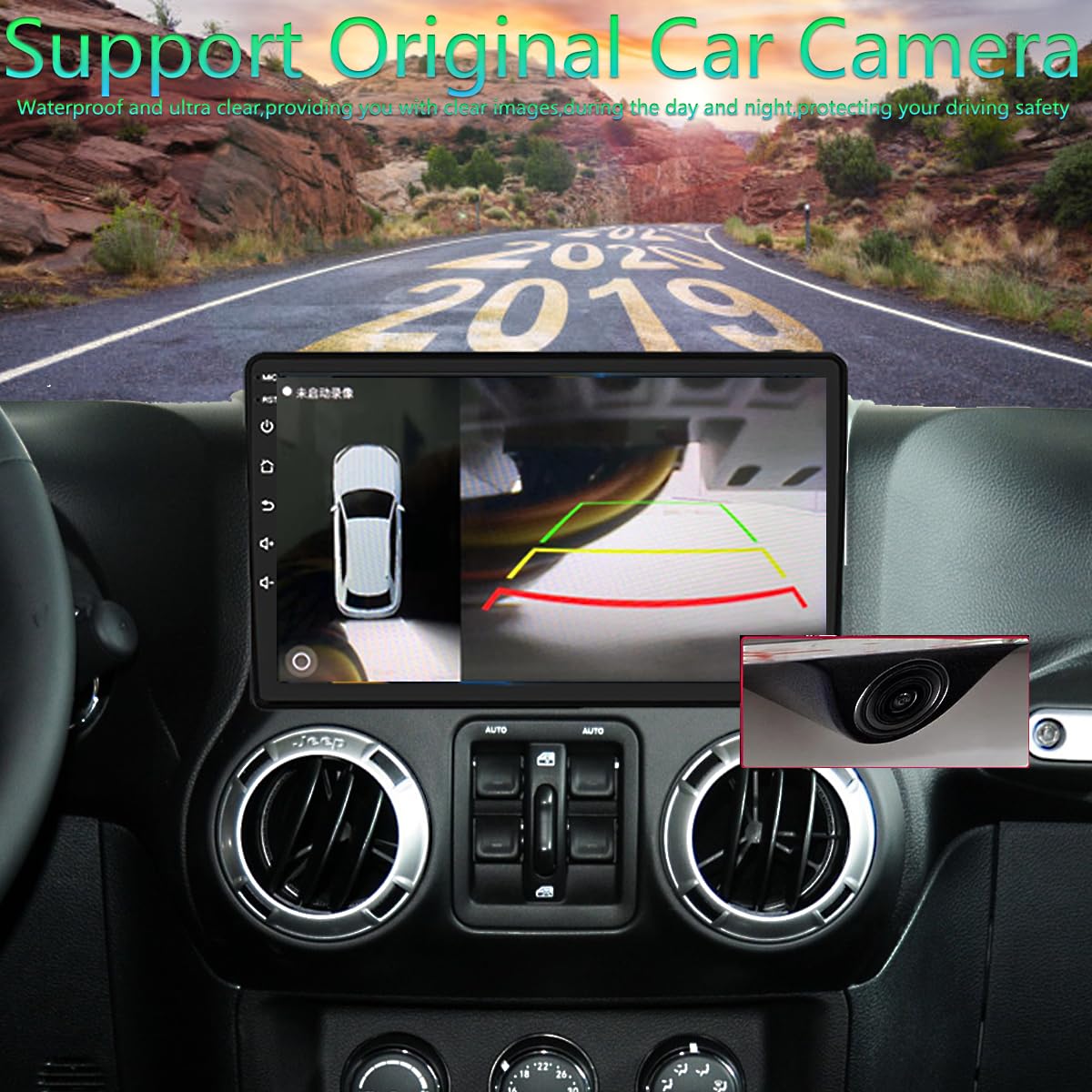 Android 14 4GB+64GB,Customize Desktop Car Stereo Radio for Jeep Wrangler JK Compass Grand Cherokee Dodge Ram 1500, 10 inch QLED Touchscreen Support Wireless CarPlay Android Auto Bluetooth FM SWC