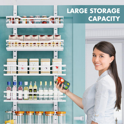 Over The Door Pantry Organizer，9-Tier Over The Door Organizer with Adjustable Basket，Metal Hanging Pantry Organizers and Storage for Kitchen, Back of Door Seasoning Rack