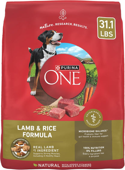 Purina ONE Dry Dog Food - Lamb & Rice Formula for Healthy Skin & Coat | 31.1 lb Bag