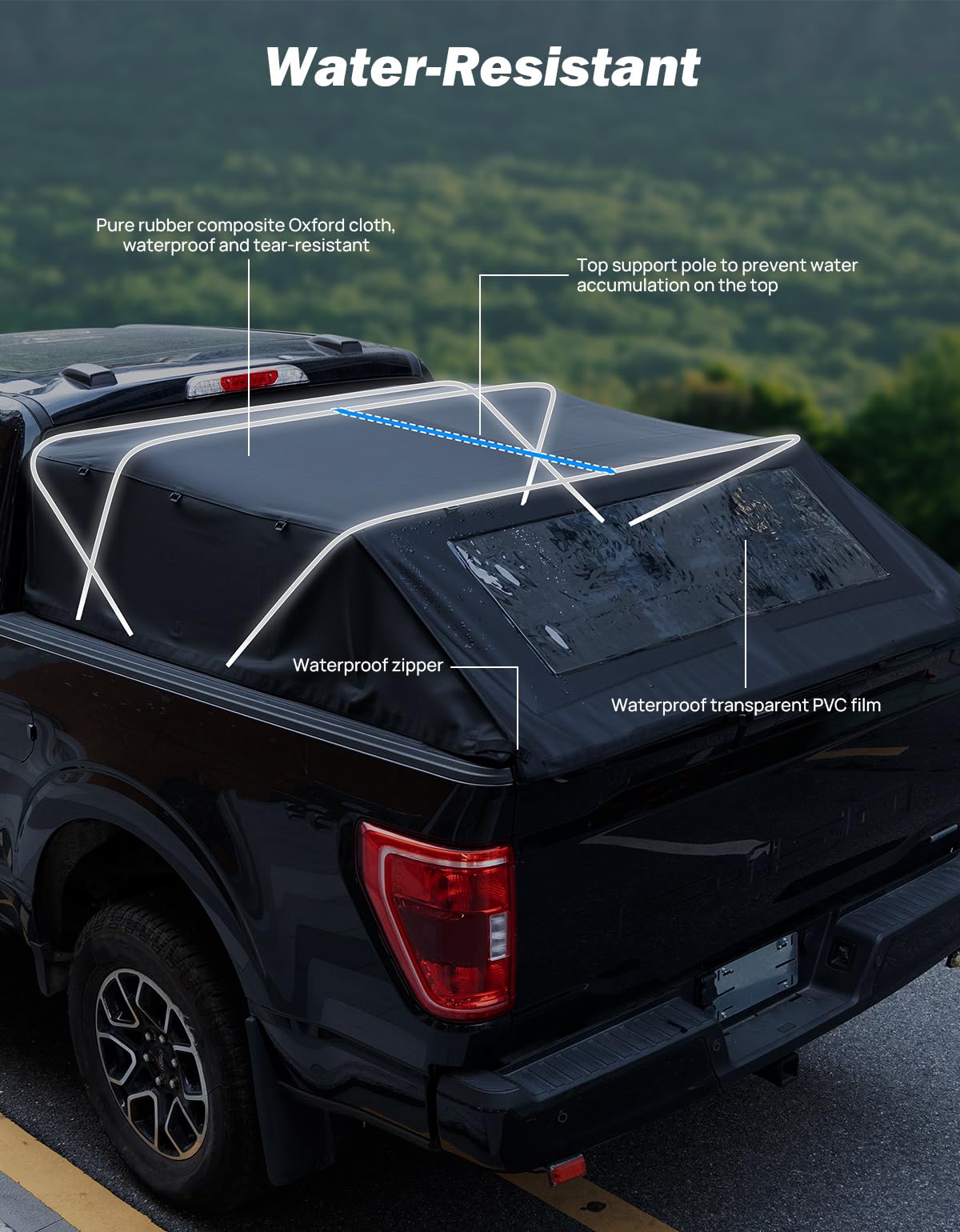 JOYTUTUS Foldable Truck Bed Soft Topper Compatible with F150 2015-2026 with 5.5ft Bed, Camper Shell Truck Top