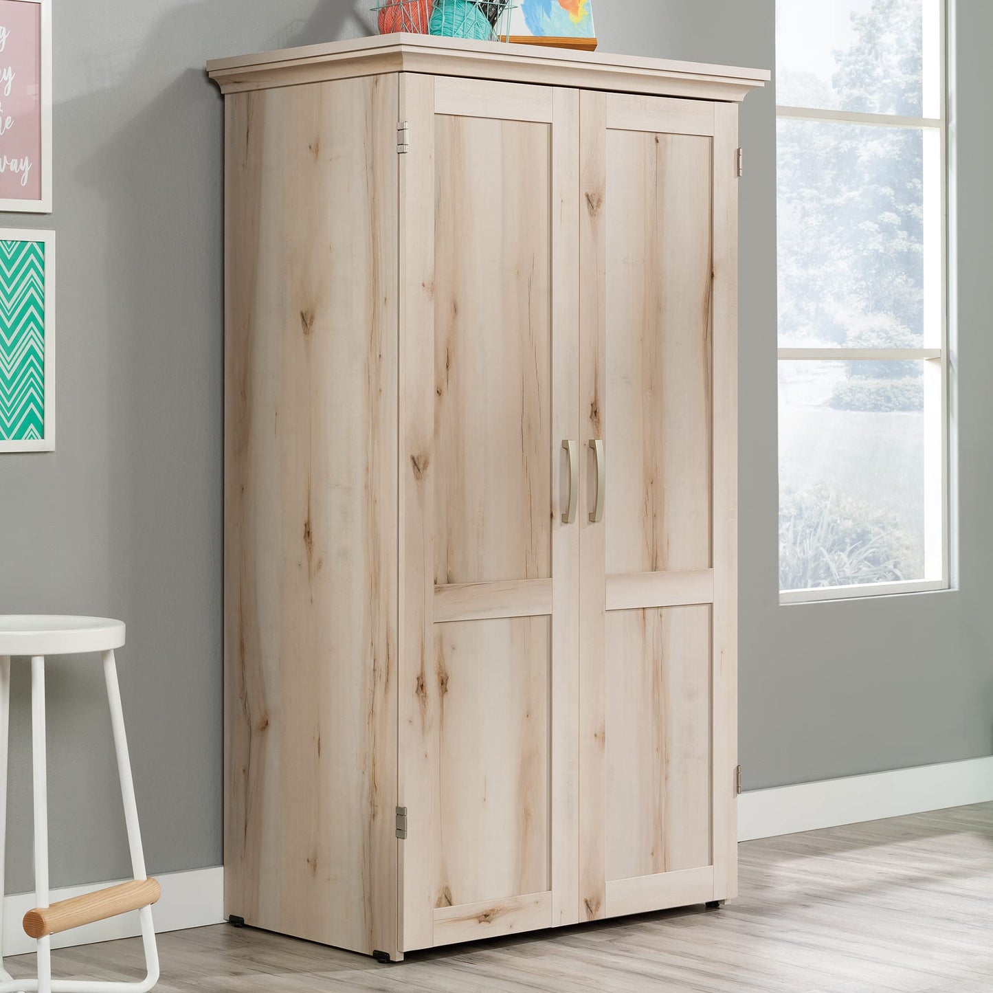 Sauder Miscellaneous Storage Craft & Sewing Armoire (Pacific Maple) HomePlus Two Door Storage Pantry Cabinet (Pacific Maple Finish)