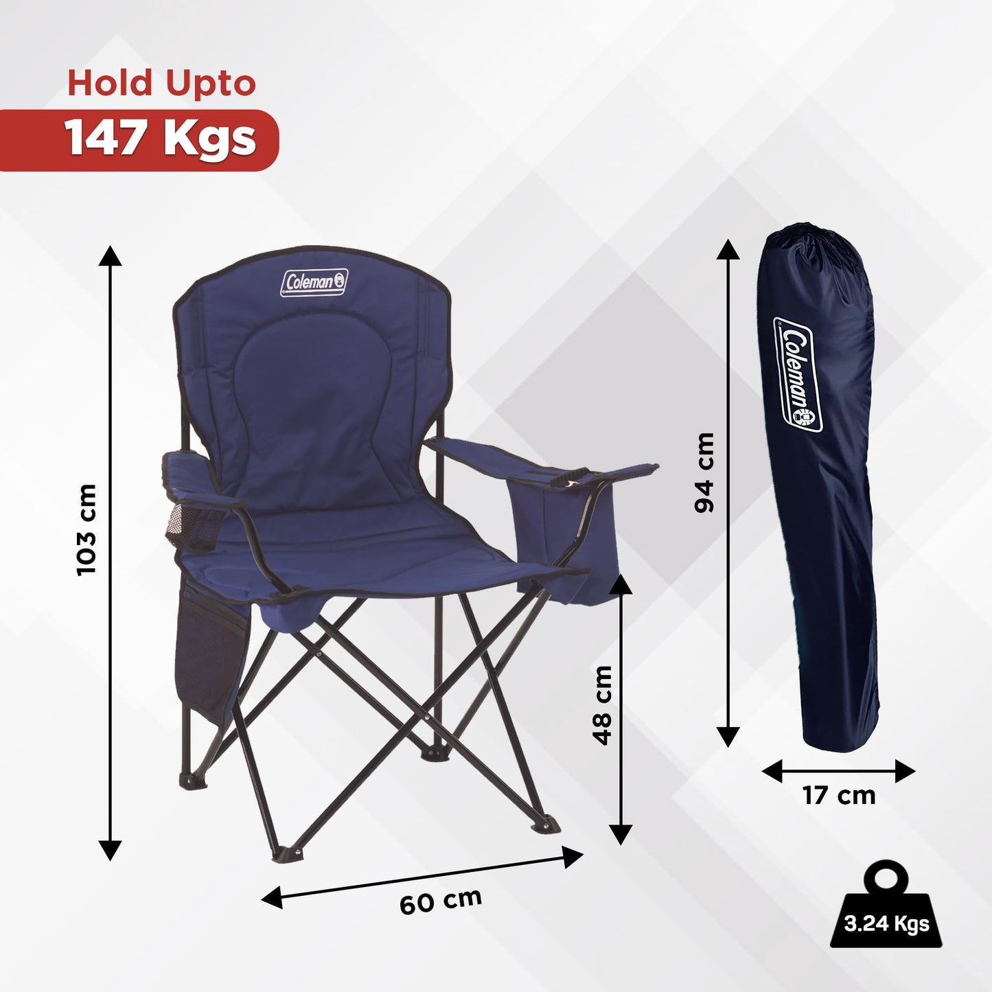 Coleman Rechargeable 800 Lumen Magnetic Light Panel Lantern and Folding Camping Chair with Built-in 4-Can Cooler
