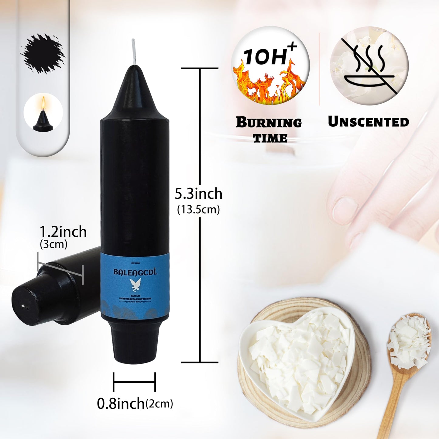 Handmade Unscented Taper Candles Long Lasting Burn Black Candles 5inch Short Candlesticks Elegant Design for Home Décor Weddings Festive Seasons