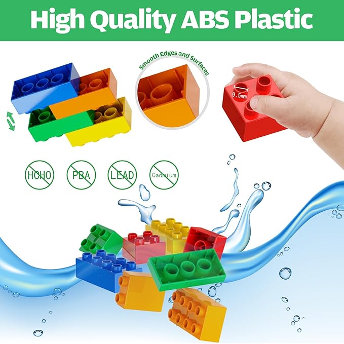 Building Blocks for Toddler 2-5| Stacking Toys with 4 Cars Learning and STEM Fun Montessori Toys| Educational Blocks Age 3+ for Kids Boys &amp Girls Birthday Compatible with All Major Brands