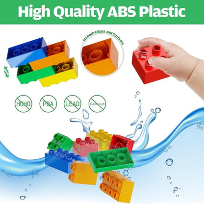 Building Blocks for Toddler 2-5| Stacking Toys with 4 Cars Learning and STEM Fun Montessori Toys| Educational Blocks Age 3+ for Kids Boys &amp Girls Birthday Compatible with All Major Brands
