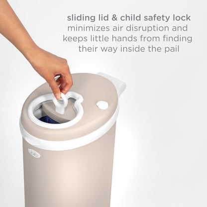 Ubbi Stainless Steel Diaper Pail - Odor Locking Design, No Special Bags Required | Taupe Color