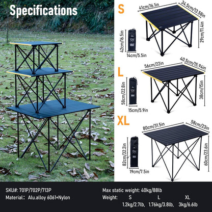 iClimb 1 Folding Table and 2 Anti-Sinking Folding Chair Bundle, Ultralight Compact for Adults Outdoor Beach Backpacking Hiking Camping Concert