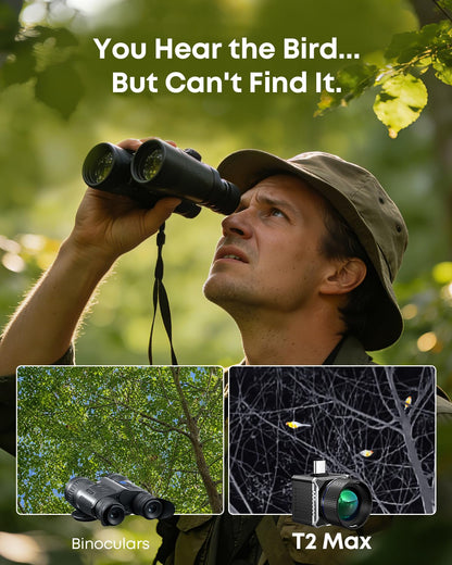 Thermal Master T2 Max - Birdwatching Thermal Camera for Android, 512x384 Super Resolution Thermal Monocular with 50Hz, 15mm Manual Lens, 15x Digital Zoom, 25mK NETD, Wildlife Observation, Black