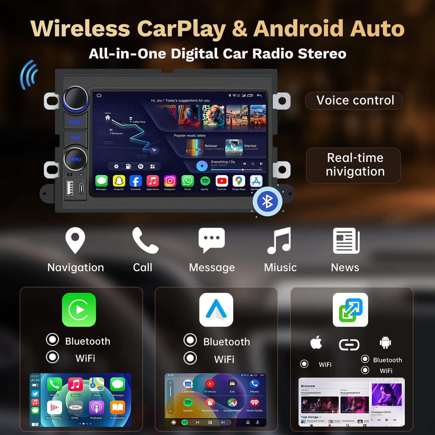 [4Core + 64G ROM] Car Radio Stereo for Ford F150 2004-2008: 7" Touch Screen Head Unit with Wireless Carplay Android Auto Bluetooth 5G-WiFi GPS RDS EQ HiFi FM Mirror Link SWC Backup Camera