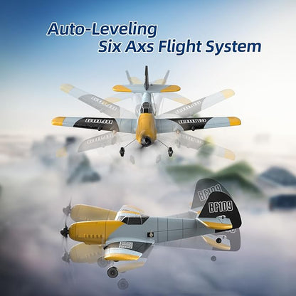 DEERC RC Plane 3 Channel BF-109 Remote Control Airplane Fighter Toys2.4GHz 6-axis Gyro Stabilizer RTF Glider Aircraft Plane with 2 BatteriesEasy to Fly for Adults Kids Beginners Boys