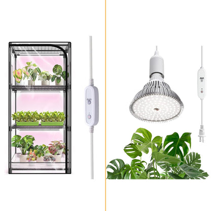 SpeePlant LED Grow Light Bulbs+4-Tier Plant Stand with Zippered PVC Tent, 27" L x 19" W x 59" H