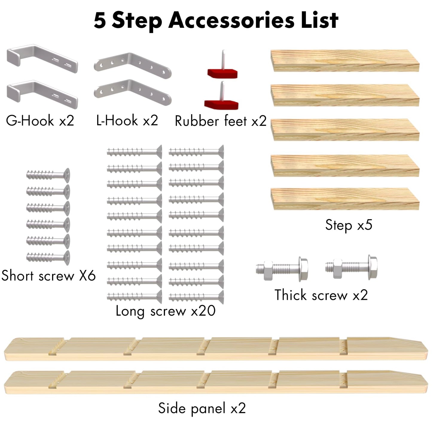 50" 55" 60" Wood Bunk Bed Ladder, Lofted/Dorm/RV Bed Bunkbed Ladders with 4in Extra Wide Steps and Non-Slip Pads, Replacement Wooden Ladder for Motorhome/Camping (Wood Color, 60in /153cm)