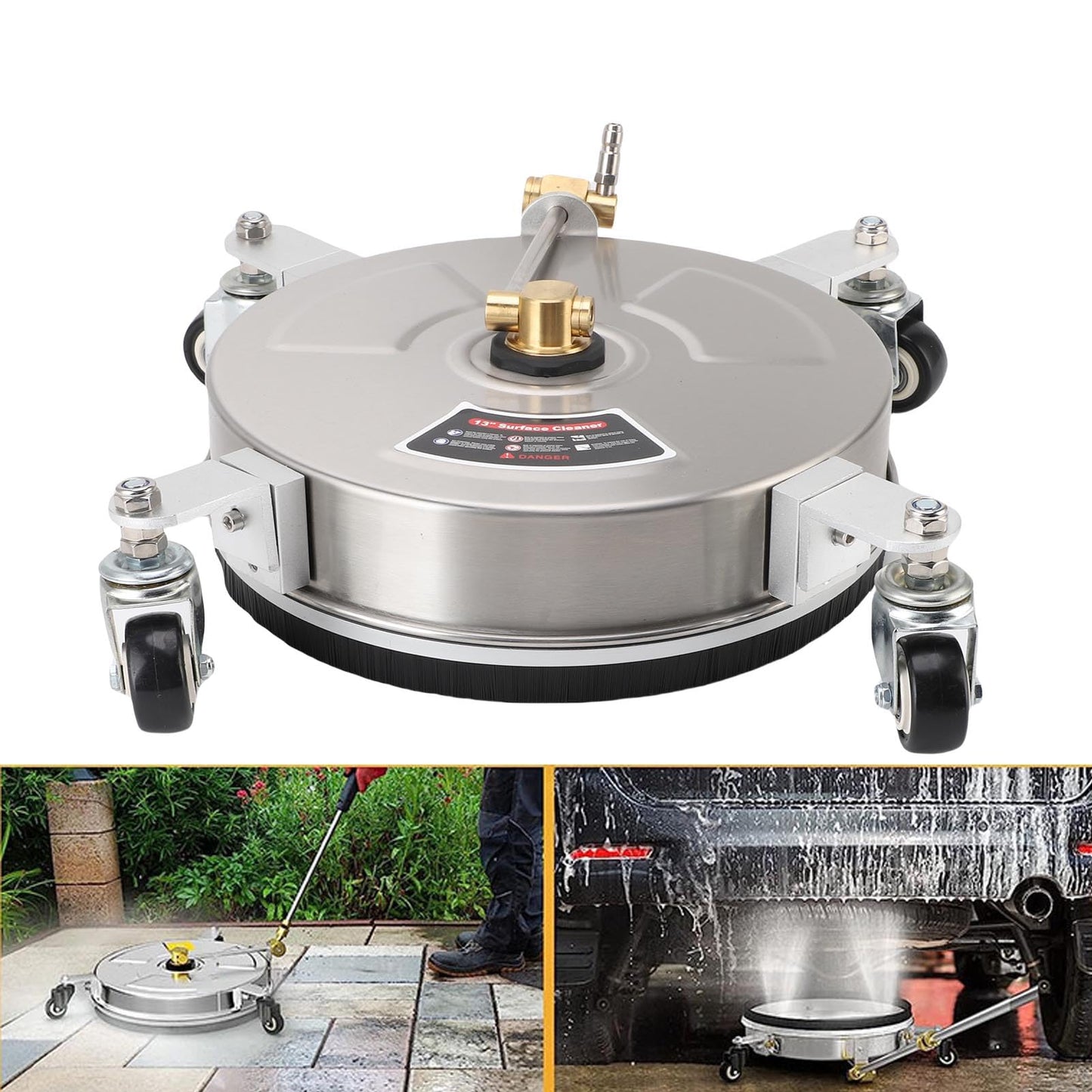 Luocute Undercarriage Pressure Washer Attachment, 4000PSI Reversible Pressure Washer Surface Cleaner with 4 Wheels, Portable for Deck Sidewalk Porch, Power Accessories