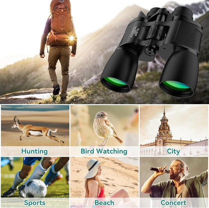 MLight 10-30X50 Zoom Binoculars for Adults, High Powered Military Binoculars for Bird Watching, Hunting, Outdoor, Hiking, Concerts Large View, Waterproof, BK7 Prism, FMC Lens, Low Light Night Vision