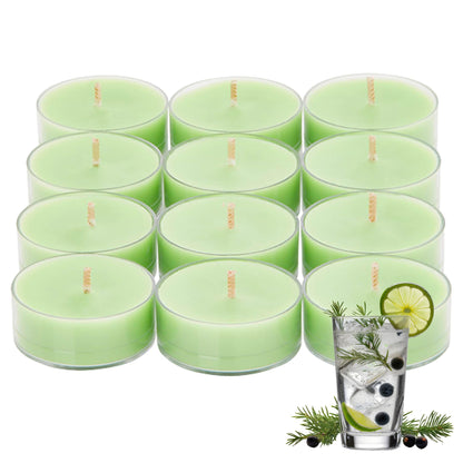 PartyLite Set of 12 Tea Lights Sampler Candles, Aromatherapy Gin & Tonic Scented Candles Gift Set, Up to 4 to 6 Hours Burn Time