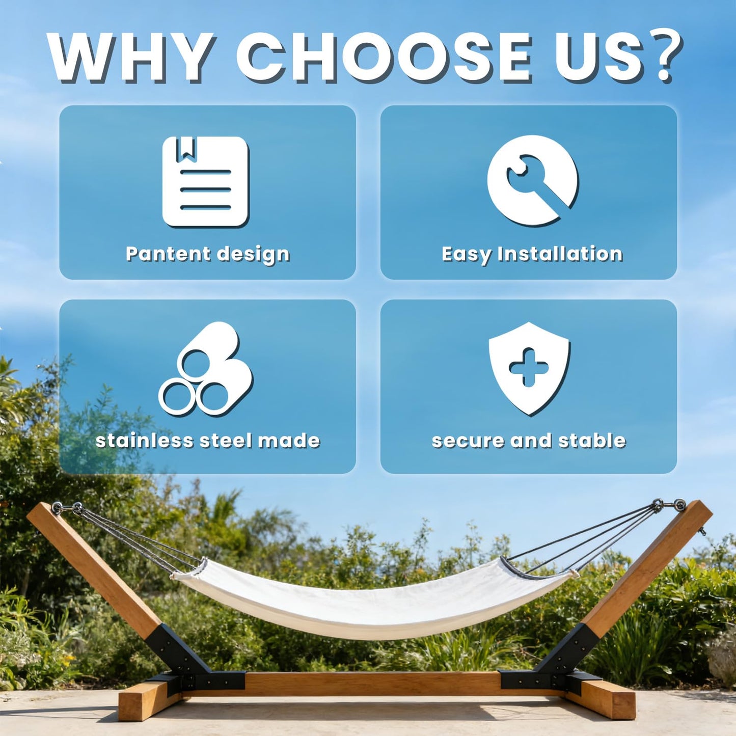 Heavy Duty Hammock Stand Bracket Kit - 500 lbs Capacity, Powder Coated Steel, Fits 4"x4" Posts, Easy DIY Installation