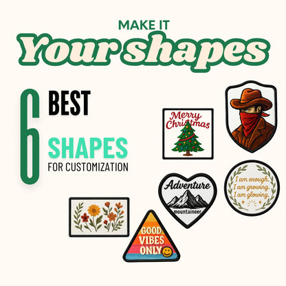 60 PCS Iron-On Sublimation Blank Patches – Mixed Shapes Polyester Fabric Patches for Hats, Backpacks, Clothes, DIY Crafts