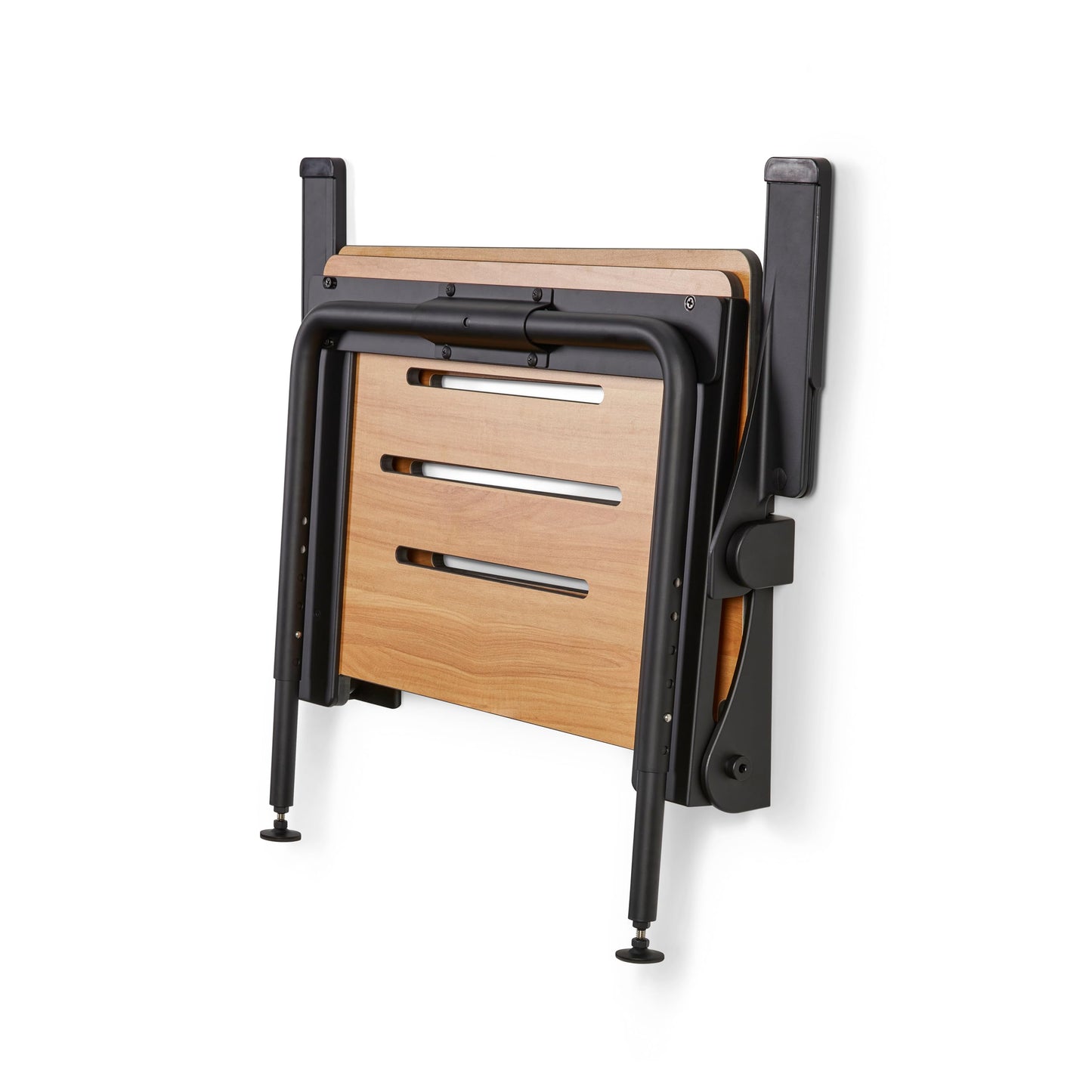 Silhouette Comfort Plus Heavy Duty Folding Wall Mount Shower Bench Seat, Teak Seat with Black Frame