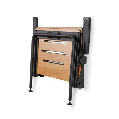 Silhouette Comfort Plus Heavy Duty Folding Wall Mount Shower Bench Seat, Teak Seat with Black Frame