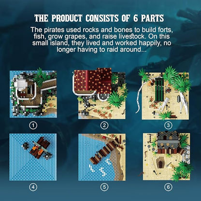 39041 The Pirate Harbo Building Block Set 8208 Pieces DIY Gulf Island Model Building Block Set Adult Creative Enthusiast Model Gifts and Unique Collectibles