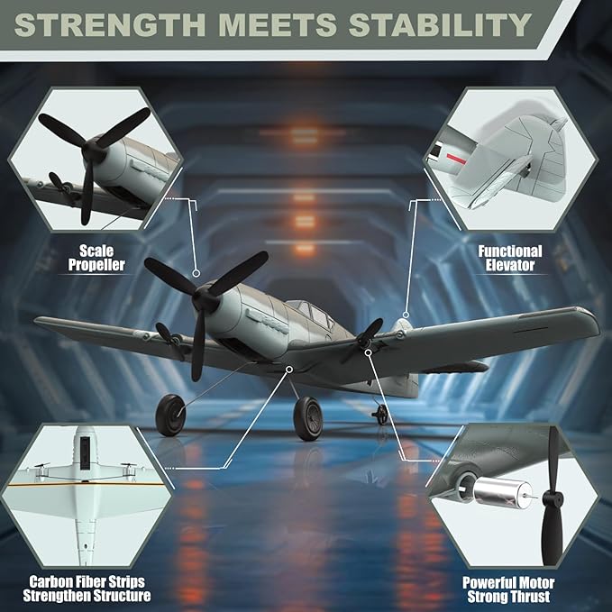 RC Plane 3 Channel BF - 109 Remote Control Airplane 2.4GHz &amp 6 Axis Gyro Stabilizer 2 Batteries Included Ideal for Adults Beginners