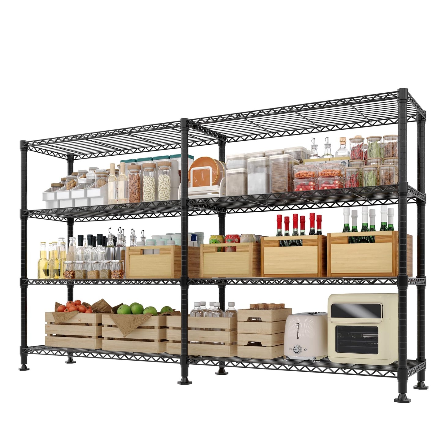 IDEALHOUSE Metal Storage Shelves 4 Tier, Adjustable Metal Shelving Unit, Heavy Duty Wire Shelf Storage Rack Organizer for Kitchen Pantry Home,1060LBS, 71" W x 15.7" D x 60" H