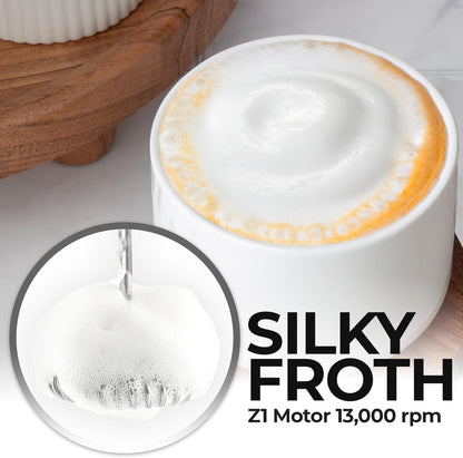 Zulay Kitchen Tornado Triple Whisk Milk Frother - Handheld Foam Maker for Coffee & Lattes | Includes 4 Duracell Batteries - Marble Finish