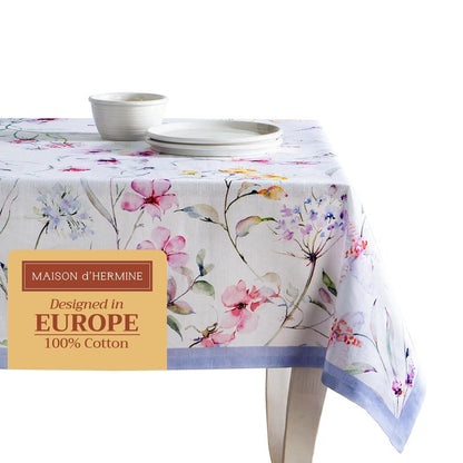 Maison d' Hermine Table Cloth Rectangle Table 100% Cotton 60 x 90 Inches Tablecloth Reusable Decorative for Dining Kitchen Room Farmhouse Home Gifts for Mothers Day Spring Summer - Summer Floral