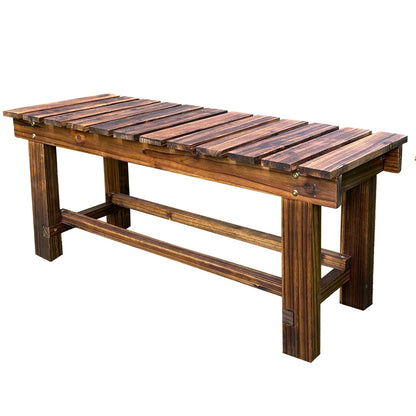 LSPYYDS Outdoor Garden Bench, 3-Person Wood Patio Bench Weatherproof Outdoor Backless Bench, Anti-Corrosion and Anti-Rust Garden Benches for Garden Lawn Porch Park Backyard (Carbonized,47.25''/120cm)