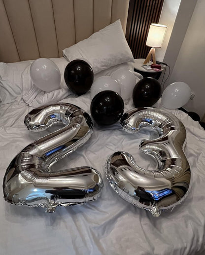 Silver Number 7 Balloon 40 Inch, 7th Birthday Party Decorations for Children, Giant 7 Foil Balloon for Party Supplies