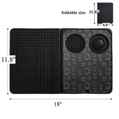 Tebery 3-in-1 Foldable Bar Mat for Countertop, Nonslip Cocktail Drying Mats with Removable Cutting Board, Silicone Mat Home Bar Accessories with Salt Rim for Drinks, Outdoor Camping, Picnic