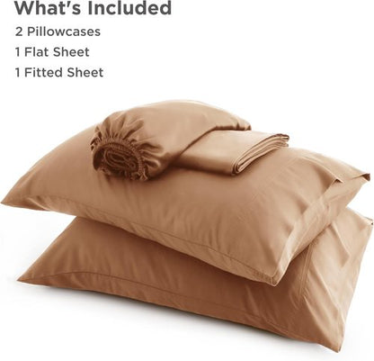 Bedsure Cooling California King Sheet Set - Breathable Rayon from Bamboo, Soft & Silky, Khaki