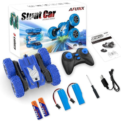 Remote Control Car RC Stunt Cars Double Sided 360° Rolling Rotating Rotation Rechargeable Car Toy for 6 7 8-12 Year Old Boy Kids Birthday Xmas Gift Blue
