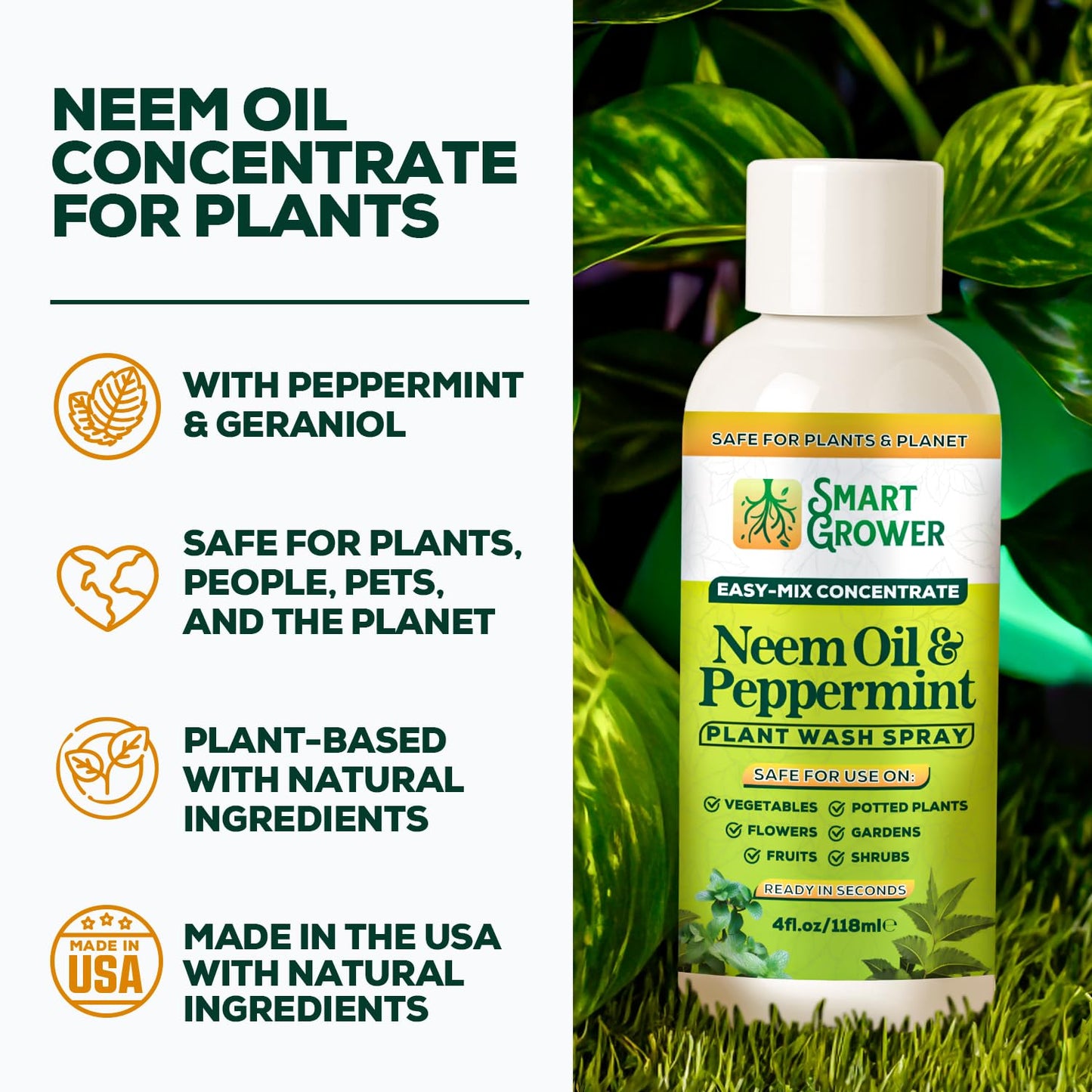 Neem Oil Spray for Plants by [Brand Name] - Peppermint Oil Formula for Indoor & Outdoor Use | 4 oz Concentrate Makes 1/2 Gallon Ready-to-Use
