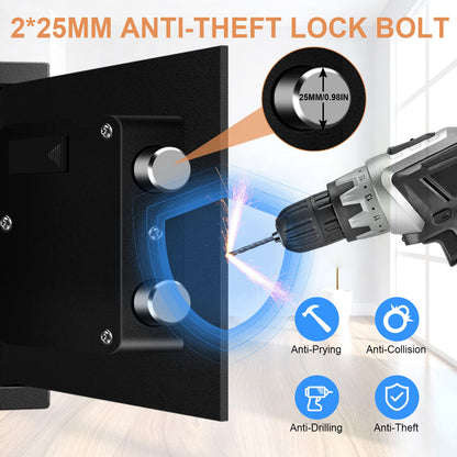 1.7 CUFT Home Safe Fireproof Waterproof, Anti-Theft Digital Security Personal Safe Box with Electronic Keypad and Removable Shelf, Small Fireproof Safe for Documents Money, Jewelry, Medications