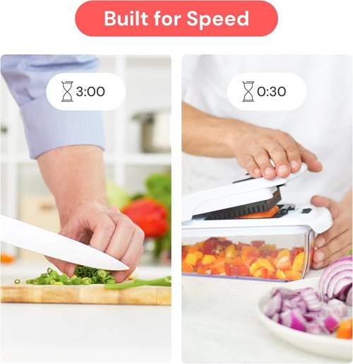 Fullstar Vegetable Chopper - 4-in-1 Pro Food Chopper & Spiralizer with Container | Essential Kitchen Gadget (White)