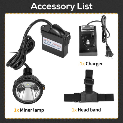 Superbright Rechargeable Mining Headlamp, Waterproof Explosion-Proof LED Safety Cap Lamp with Adjustable Headband for Coal Mining, Hunting, Fishing, Running, Camping, Hiking, Outdoor Activities