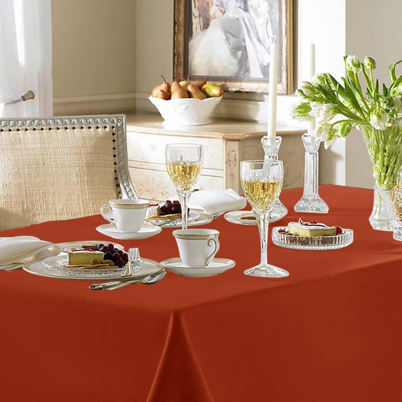 Fitable Rust Table Clothes for Rectangle Tables, 6 Pack - 90 x 132 Inch - Reusable and Elegant Fall Tablecloths, Polyester Fabric Table Covers for Wedding, Party, Banquet, Formal Events