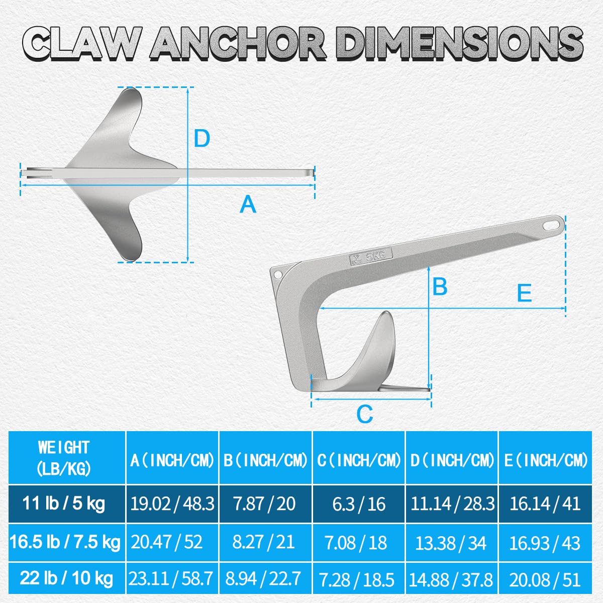 FUCNEN Boat Anchor Kit Galvanized Steel Bruce Style Claw Anchor 11 Lb, 1/2" Anchor Rope 100ft,1/4" G4 Galvanized Steel Marine Chain 10ft & Swivel, Windlass Anchor Rode-Rope/Chain System for Boat