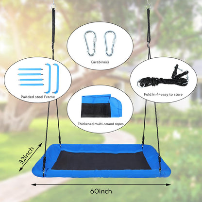 800lbs 60" Giant Platform Tree Swing for Kids and Adults,Tree Swings for Kids Outdoor, Kids Swing, Outdoor Swing for Kids with Comfy Mat and Steel Frame