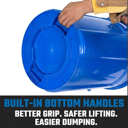Magnum Blue 32 Gallon Trash Can Set (Trash Can, Quiet Dolly, and Reinforced Lid), Construction Grade, Jobsite Ready for Handling and Rolling Garbage CMTC-CLD0-32B01 (1 Set)