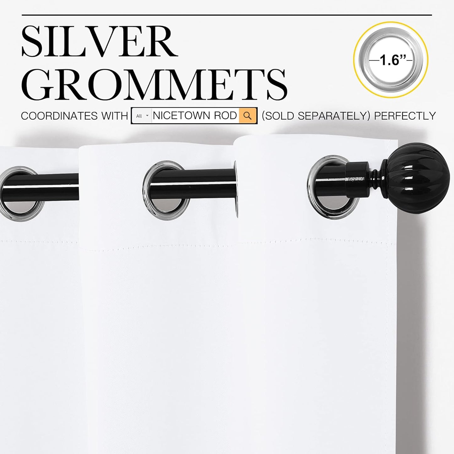 NICETOWN White Room Darkening Curtains - Energy Saving Grommet Top Drapes for Bedroom | Set of 2 Panels, 55x78 Inch