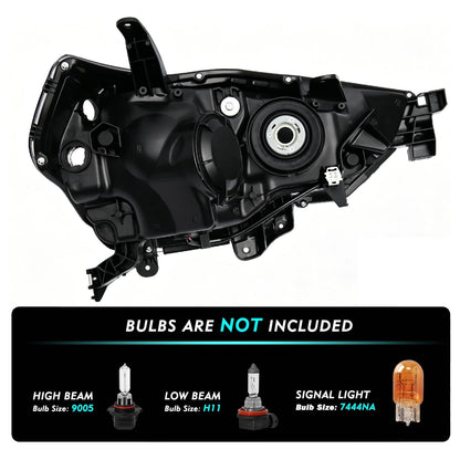 Headlight Compatible with 2014-2020 Toyota 4Runner,Factory Style Halogen Headlamp Chrome Housing Amber Reflector Replacement Driver Passenger Side TO2518150 TO2519150 8117035571 8113035541