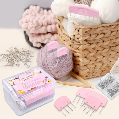 120Pcs Knit Blocking Pins Kit, Blocking Pins for Knitting, Knit Blocking Pins for Blocking Mats, 20 Knit Blockers Pins Kit, Crochet Blocking Pins, Knit Blocking Combs with 100 T-Pins and Storage Box