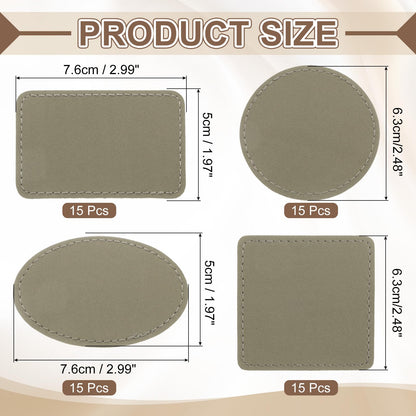 MECCANIXITY Blank Leatherette Patches, Faux Leather Hats Patches Sets with Adhesive Iron-on Heat Press Laserable Rustic for Hats DIY Fabric Repair Sew(Light Brown, Pack of 60)