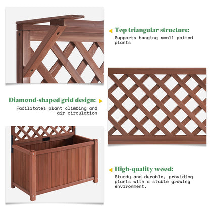 AMERLIFE Raised Garden Bed with Trellis for Vegetables, Climbing Plants, Durable Natural Wood Planter Box with Drainage Holes, Privacy Planter for Outdoor Yard & Patio, Easy Assembly