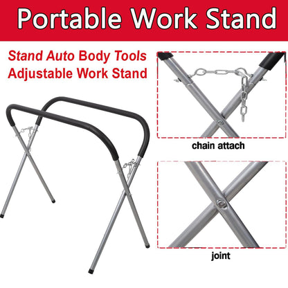 Portable Work Stand,Heavy Duty Workbench,750 Pound Capacity,Adjustable, Padded,Powder-Coated Steel, Rubber Feet, Automotive Fender Stand for Garages, Repair Shops, and DIY